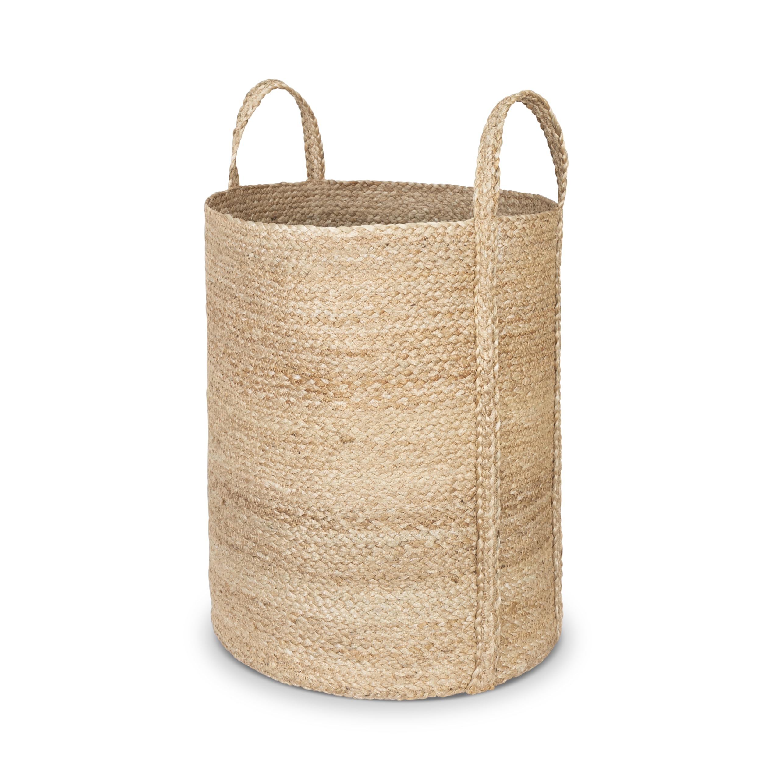 Olly & Rose Grande cesto portaoggetti in iuta intrecciata di alta qualità, fatto a mano, 40 cm x 50 cm, cesto portabiancheria di alta qualità, versatile, naturale