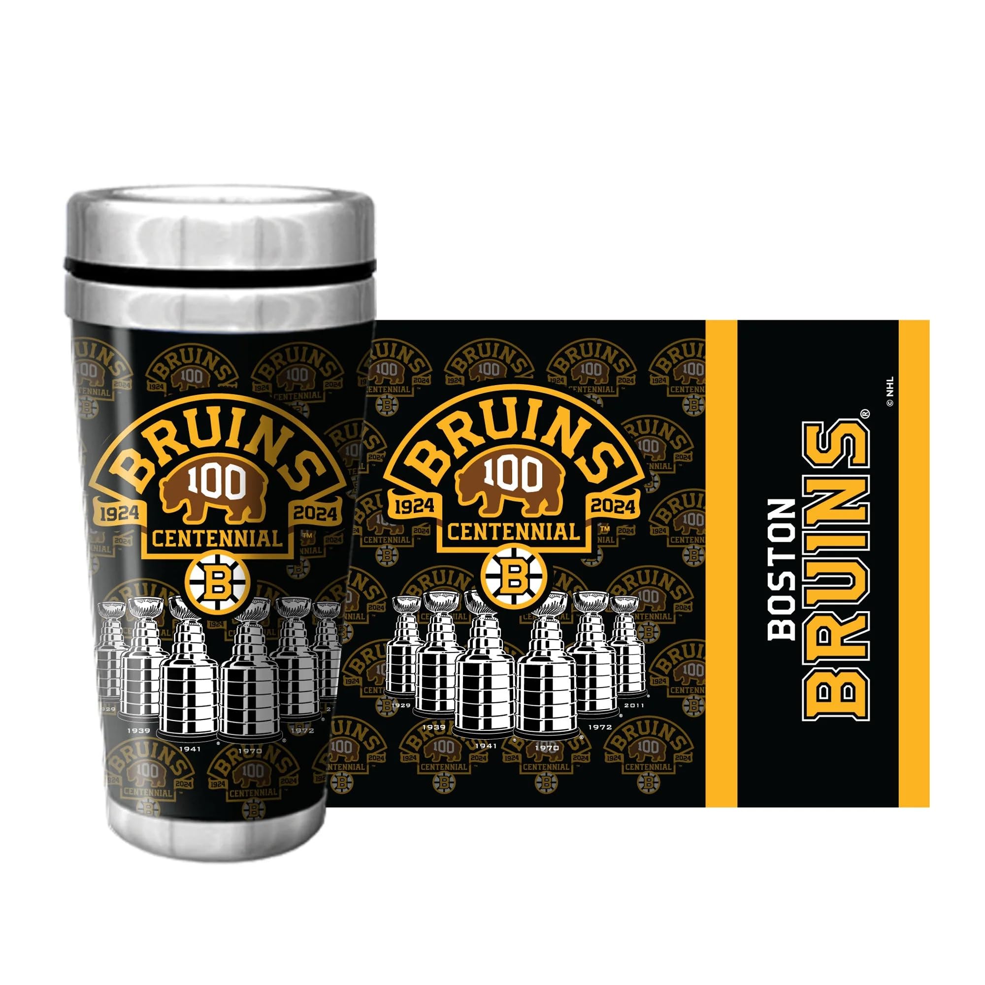 Boston Bruins 100th Anniversary Travel Mug - 16 oz. Full Wrap