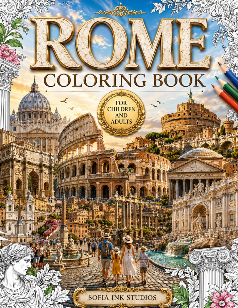 Rome Coloring Book: 40+ Beautiful Coloring Pages of Rome's Most Famous Landmarks and Attractions | Discover the Eternal City Through Art, Creativity, and Relaxation for Kids and Adults