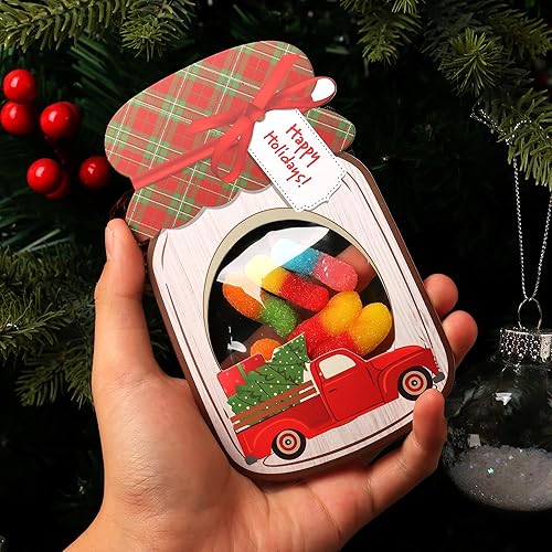 Miniatura 8 de Giiffu Recuerdos de fiesta de Navidad  48 tarros de papel para manualidades con 48 bolsas de golosinas a granel para bricolaje, Navidad, vacaciones,