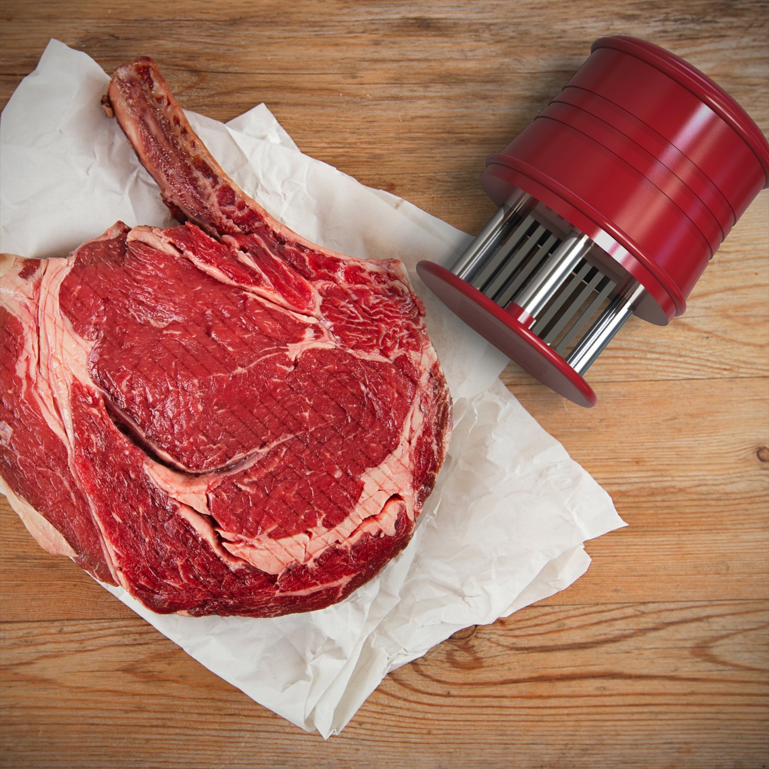 Meat Tenderizer - Professional Quality & Ultra Sharp Stainless Steel Blades - For Steak, Chicken, Fish and Pork - Speed Cooking Up By Up to 4x