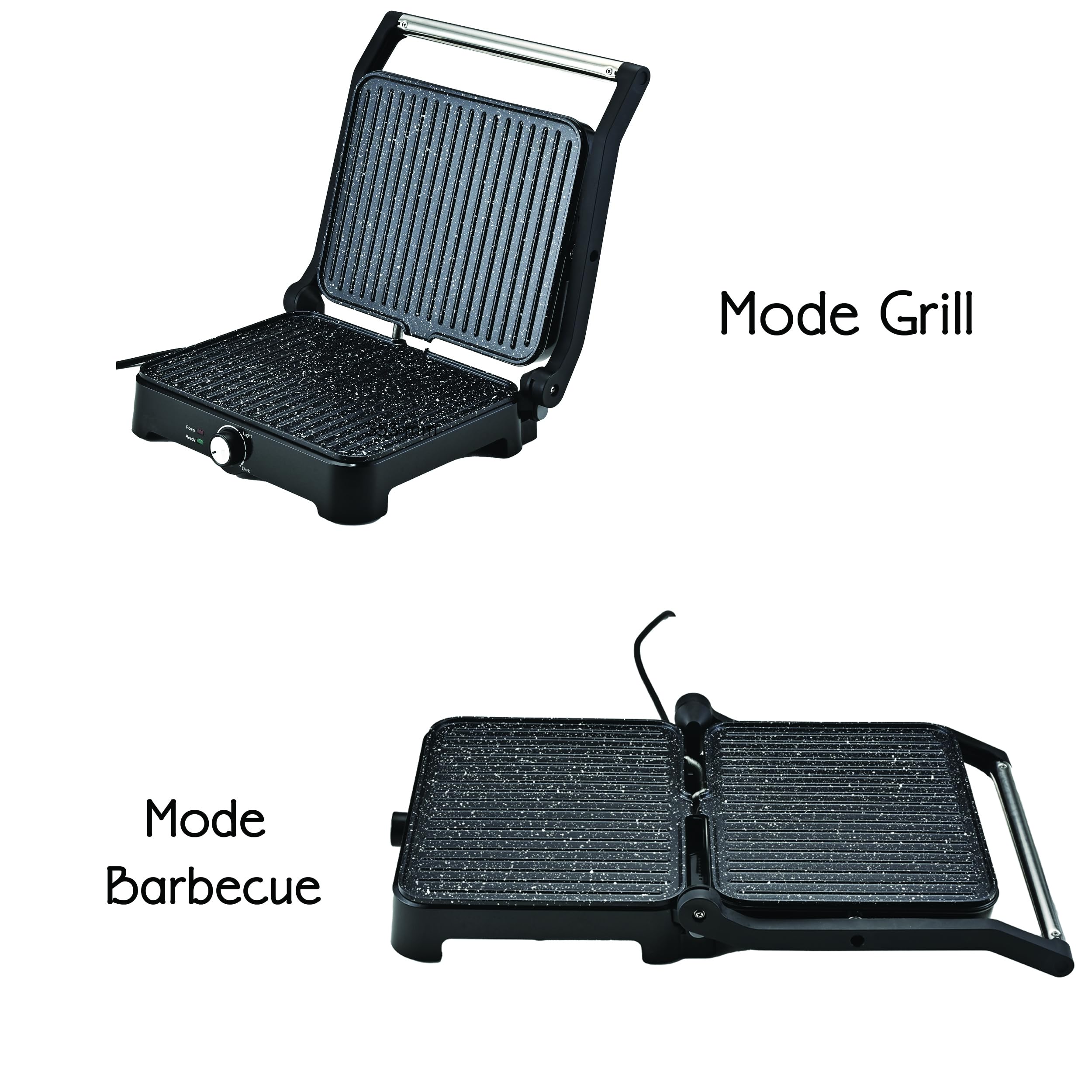 LITTLE BALANCE 8744 Speed Grill, Grill Viande électrique, Multifonction, Viande, Légumes, Paninis, Plaques sans PFAS, Antiadhésif, 2000 W, Noir