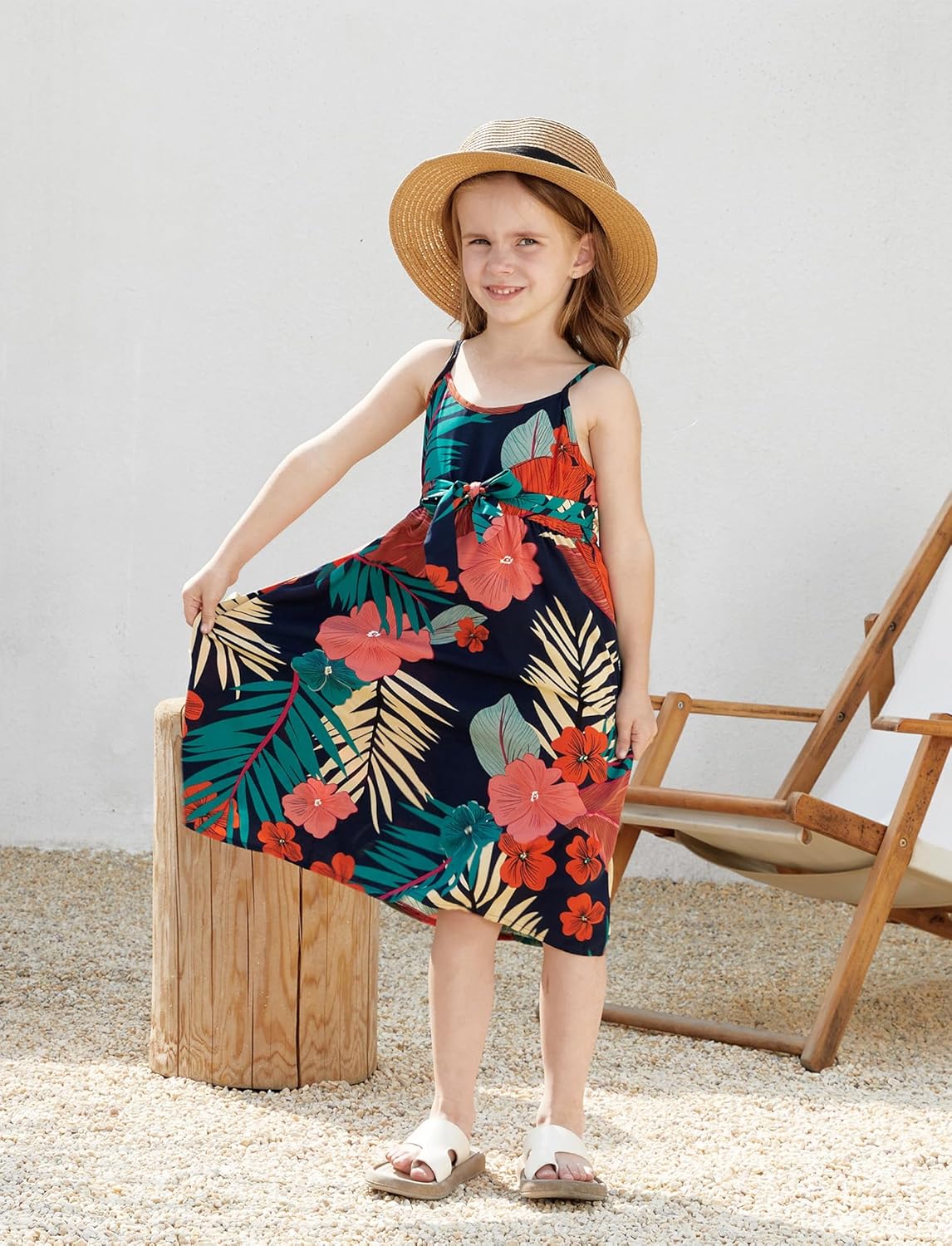 PATPAT Family Matching Outfits Mommy and Me Dresses Hawaiian Tropical Vacation Beach Spaghetti Strap Dress and Shirt - Image 3