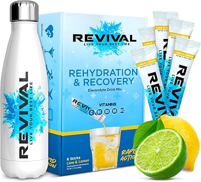 Revival Rapid Rehydration Starter Pack | Electrolytes Sachets & Bottle