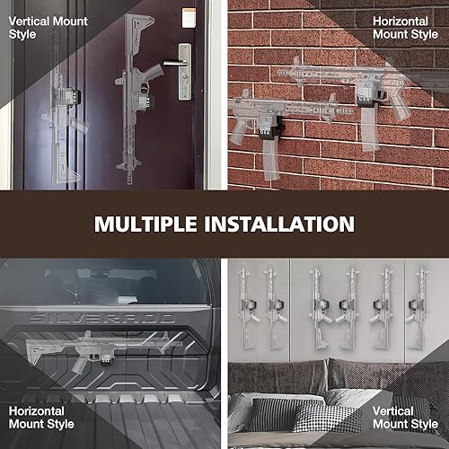 Miniatura 3 de Soporte de pared para pistola 2 en 1 mejorado para rifle 2235.56 y Magzine, el estante de pared para rifle AR15 se puede montar horizontal o