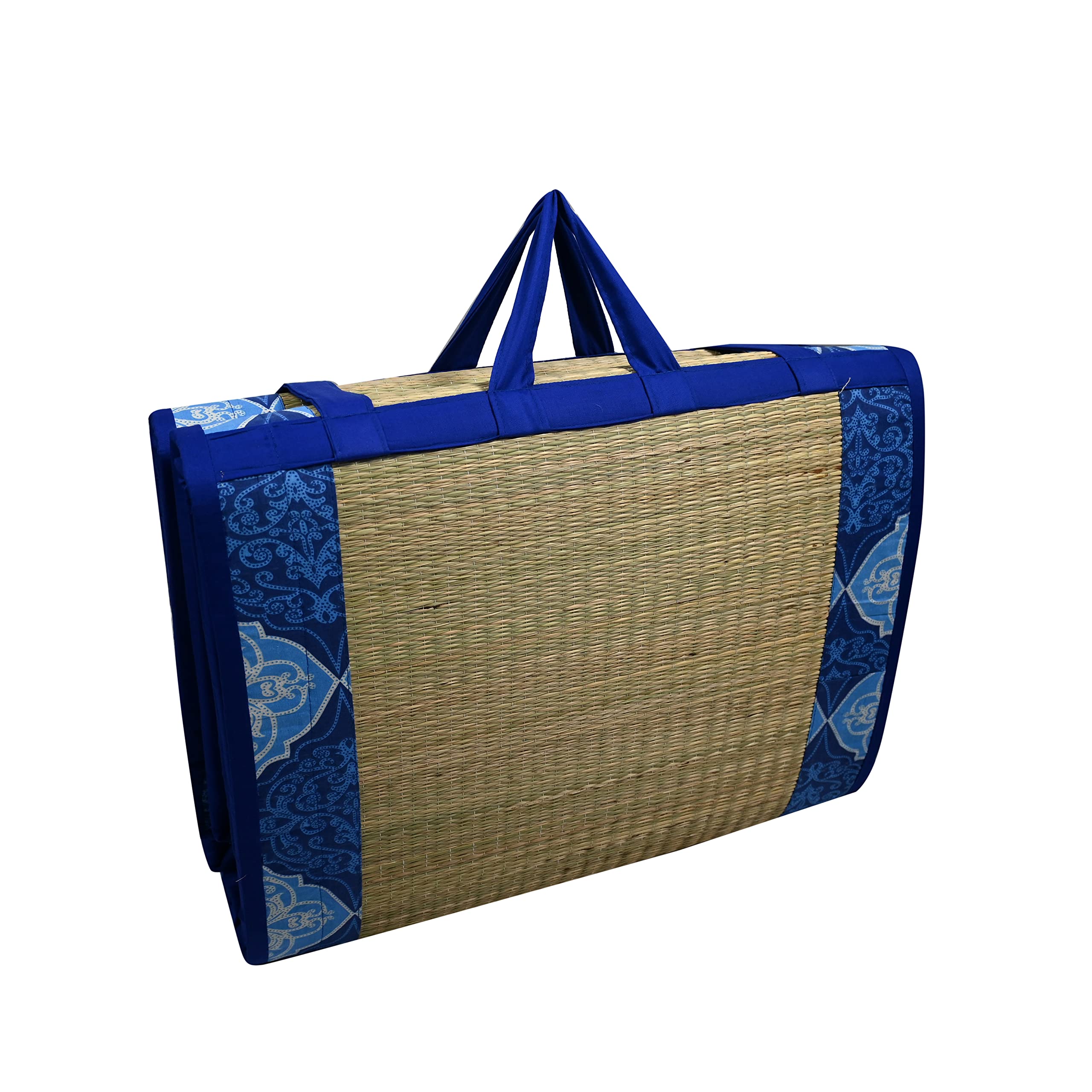 KALA DARSHAN CRAFTS BAZAAR Cushion Mat Sleep Healthy, Wake Beautiful River Kora Grass Chatai Easy Portable and Folding Mat, Blue Cotton Fabric, Easy Hand Wash 4X6 ft (B0BZRJVT9N) Amazon Price History, Amazon Price Tracker
