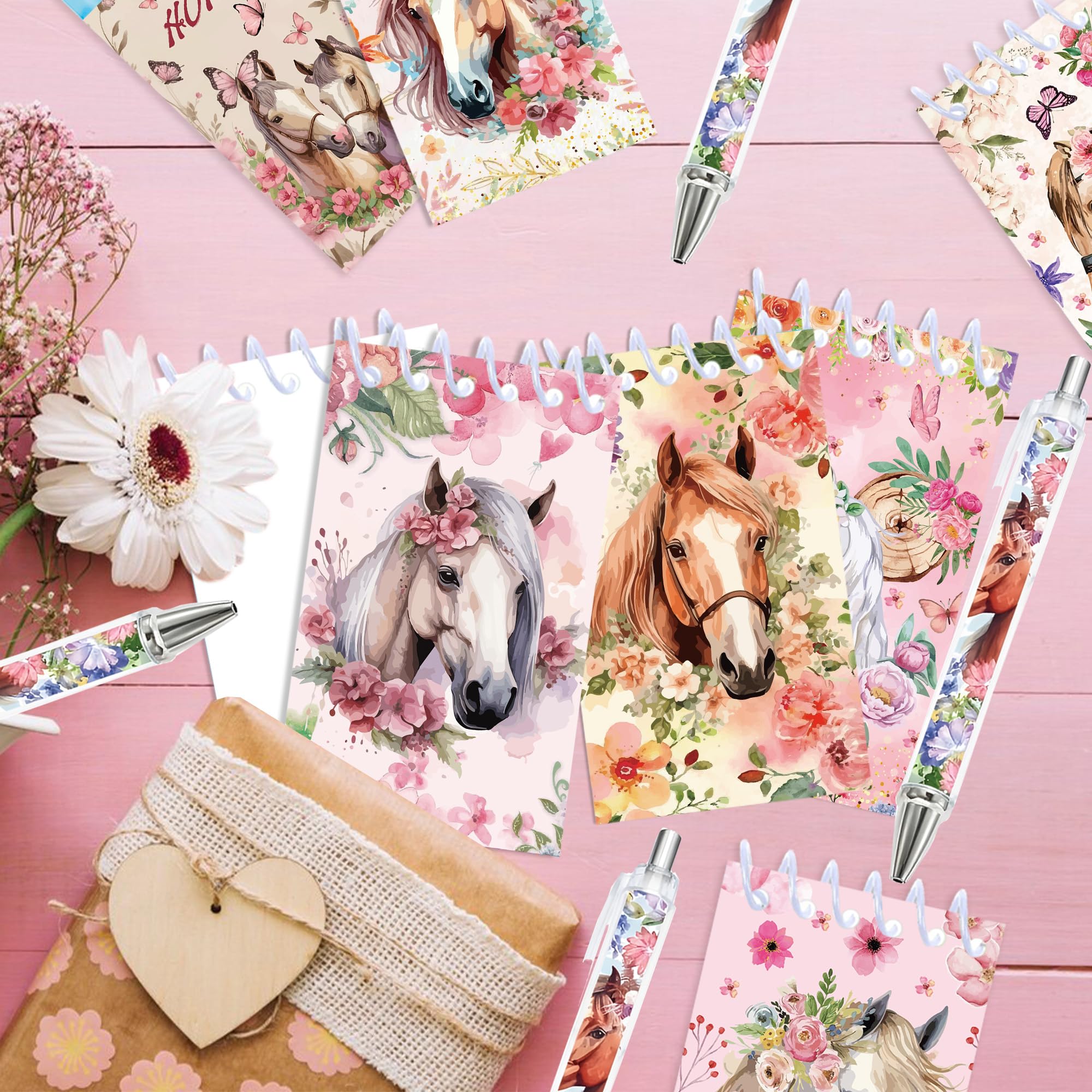 Ensemble de papeterie à thème cheval 86 pièces avec stylos, carnets, autocollants et sacs cadeaux