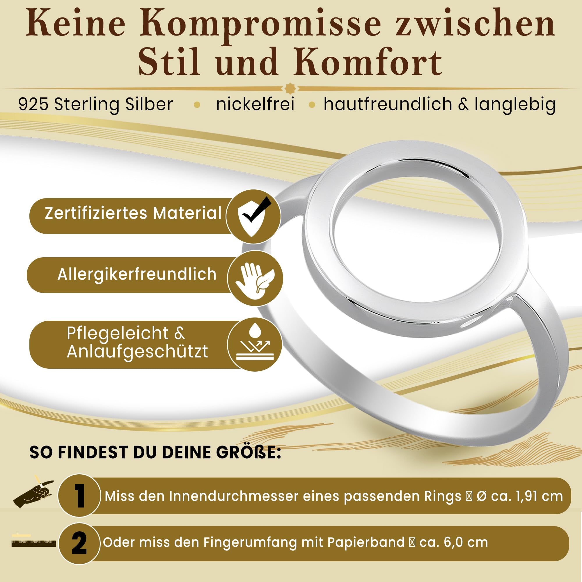 Cassini Damen Ring Kreis des Lebens 925 Sterling Silber – Ringgröße 52-64, Schmal, poliert, nickelfrei & antiallergisch – Eleganter Silberring für Alltag & Anlass – Schmuck für Frauen