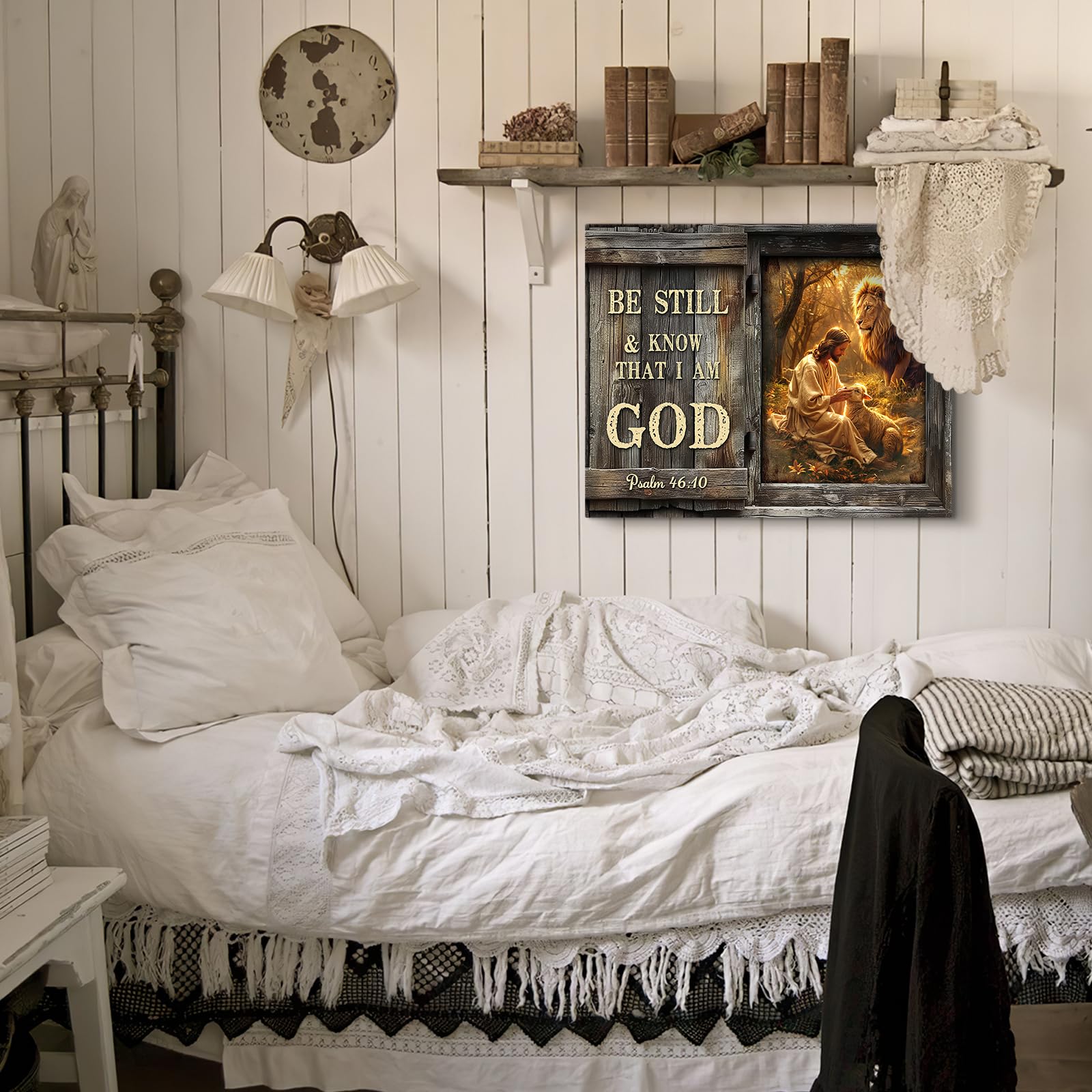 Farmhouse Bible Verse Wall Art - Jesus Lion Canvas -4 Farmhouse Bible Verse Wall Art - Jesus Lion Canvas -4