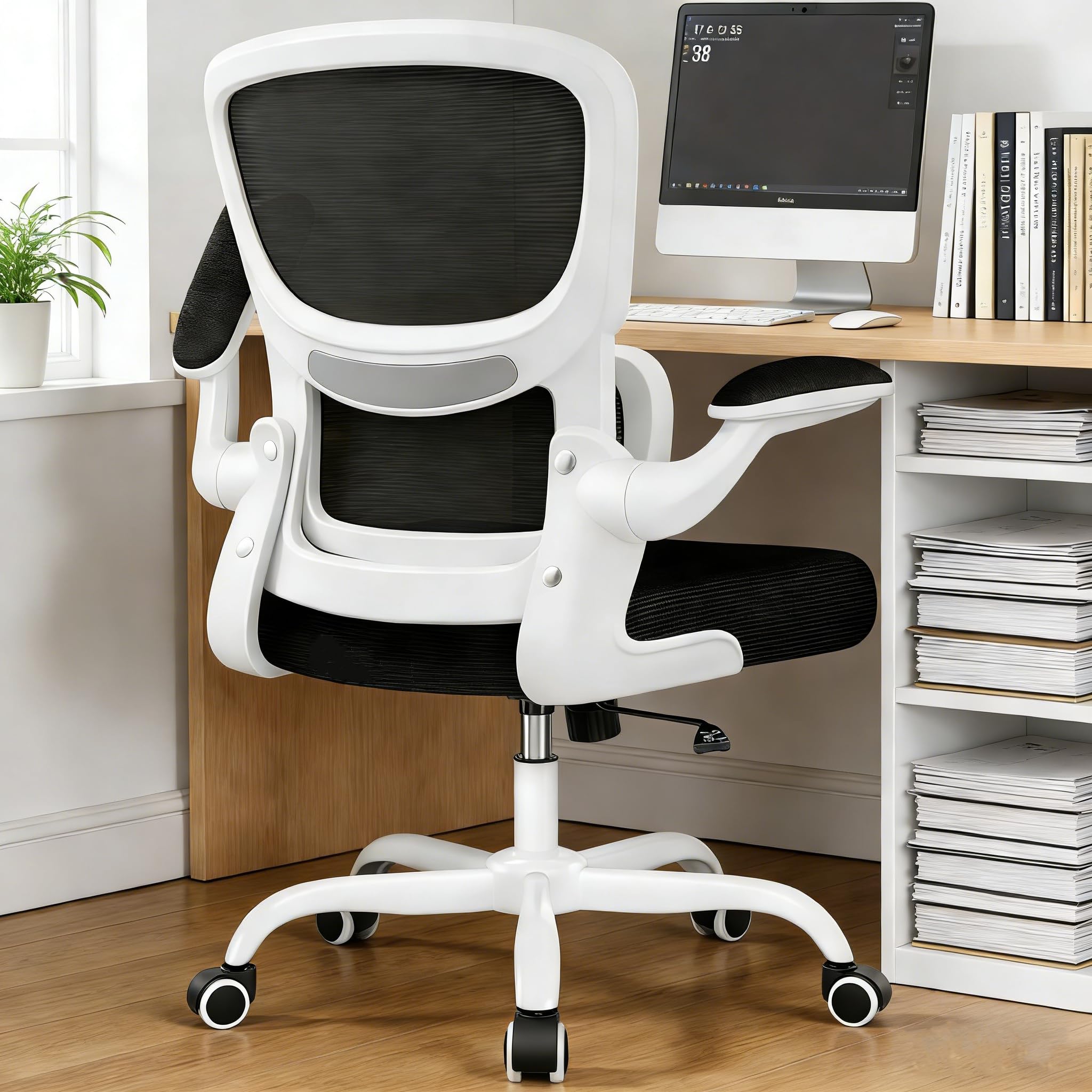 ALLGOD Office Chair Ergonomic Desk Chair, Breathable Mesh Desk Chair Comfy with Lumbar Support, Flip-up Armrests, Computer Chairs Comfortable for Home, Office, Work, Standard, 300Lbs
