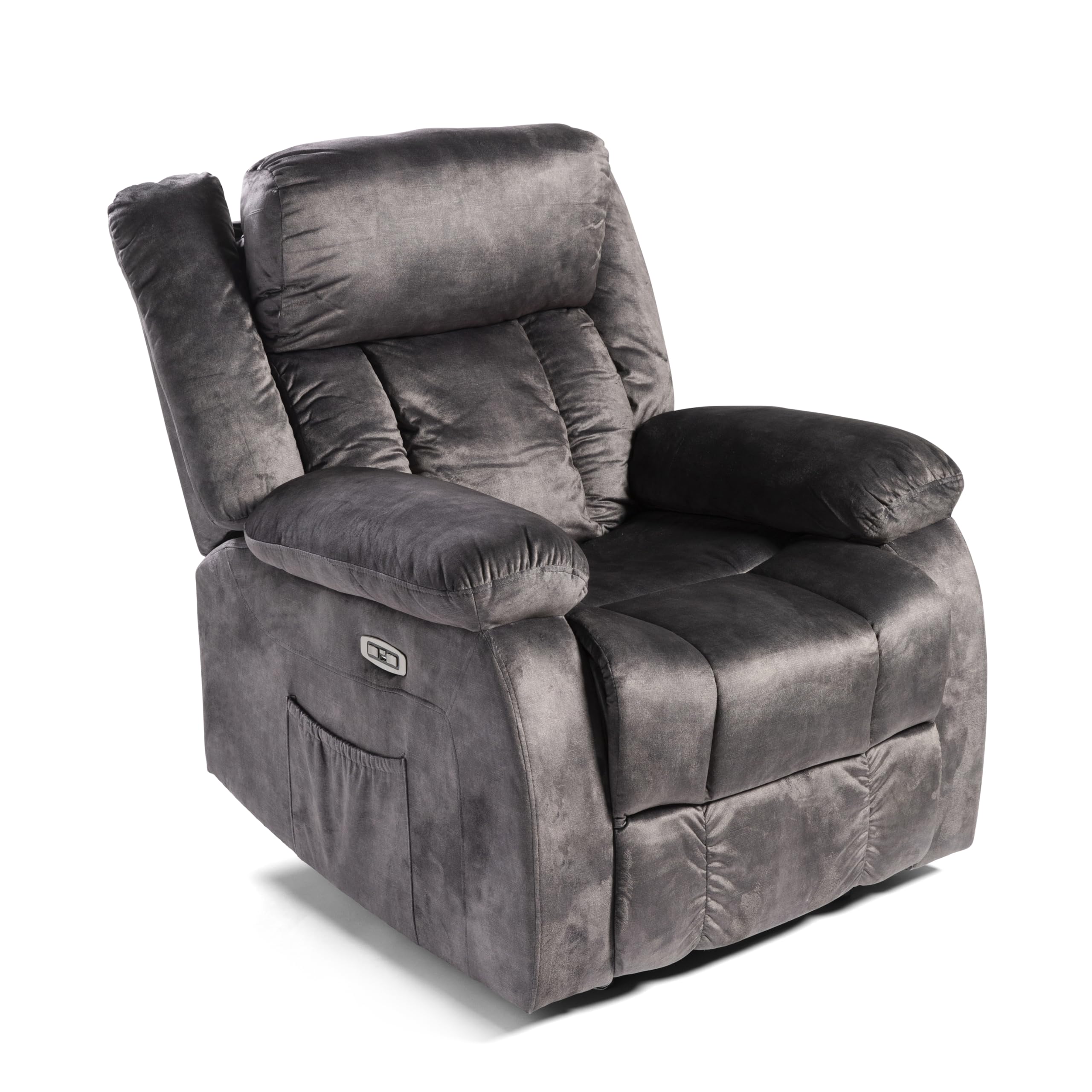 DUPI Sillón Relax Eléctrico Reclinable INNOVA | Reposacabezas Ajustable | Control Lateral y USB | Tela Microfibra Transpirable | Fácil Montaje | Negro Magia