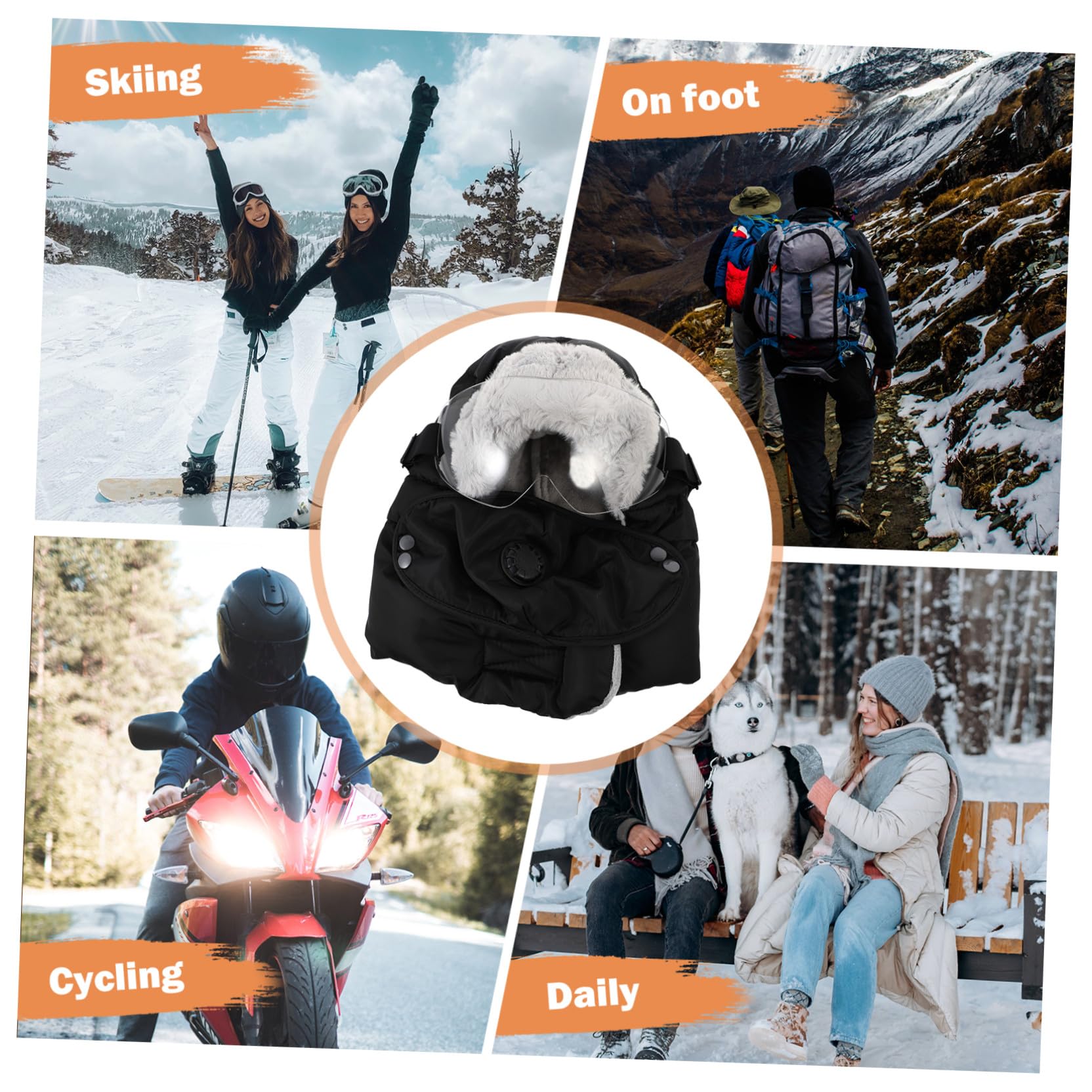 Gorro de Invierno Set de 1 Unidad para Hombre Negro de Algodón con Orejeras y Gafas, Resistente al Viento, Adecuado para Esquiar y Camping