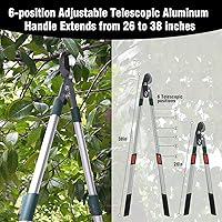 Vista 3 de GARTOL 3-Piece Garden Tool Set - Bypass Lopper, Hedge Shears, Pruning Shears with Telescopic Aluminum Handles, Extendable Heavy-Duty Branch Cutters