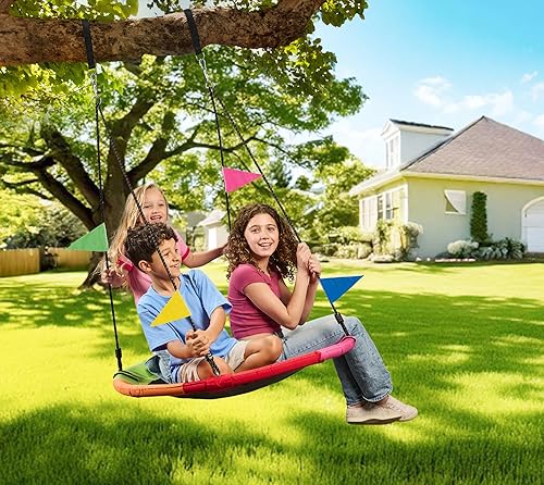 Miniatura 2 de Columpio de árbol  Columpio de platillo de 40 pulgadas para niños al aire libre con capacidad de peso de 900 libras  Tela Oxford 900D impermeable,