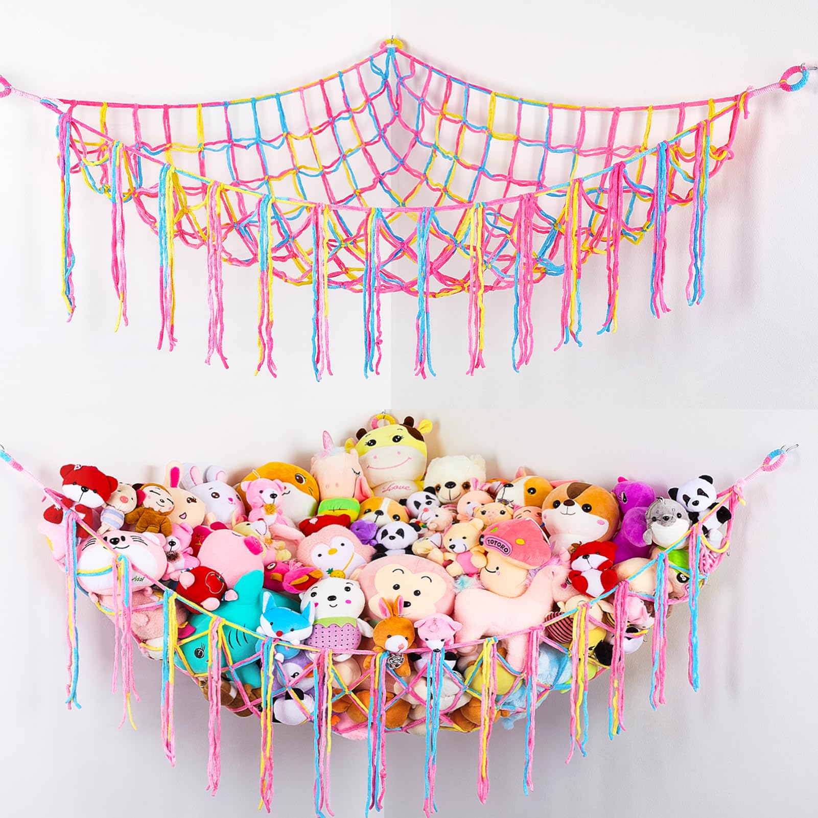 Unicorn Castle Stuffed Animals Hammock Net Kids Toy Storage Organizer Stuffed Animals Storage Coner Hanging Room Organization For Kids Girls Cute Room Decor…