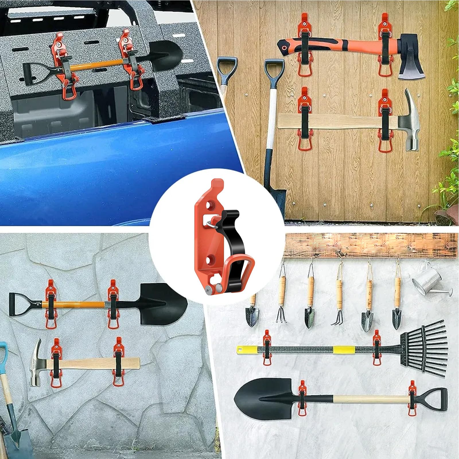 Schaufelhalterung für Dachträger 4 Stück, Metall Gummi Dachträgerklemmen mit Befestigungsschraube und MutternDachträger Klemmen Zubehör, Dachträger Zubehör Schaufelhalter Orange
