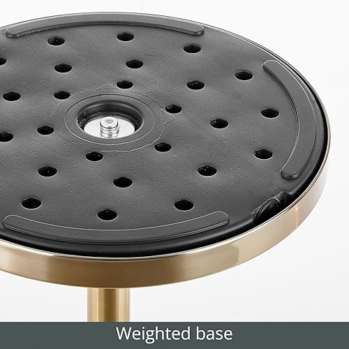 Miniatura 40 de mDesign Mesa de noche lateral o extremo superior de cristal, pequeña y moderna mesita de noche de metal con acento redondo para sala de estar,