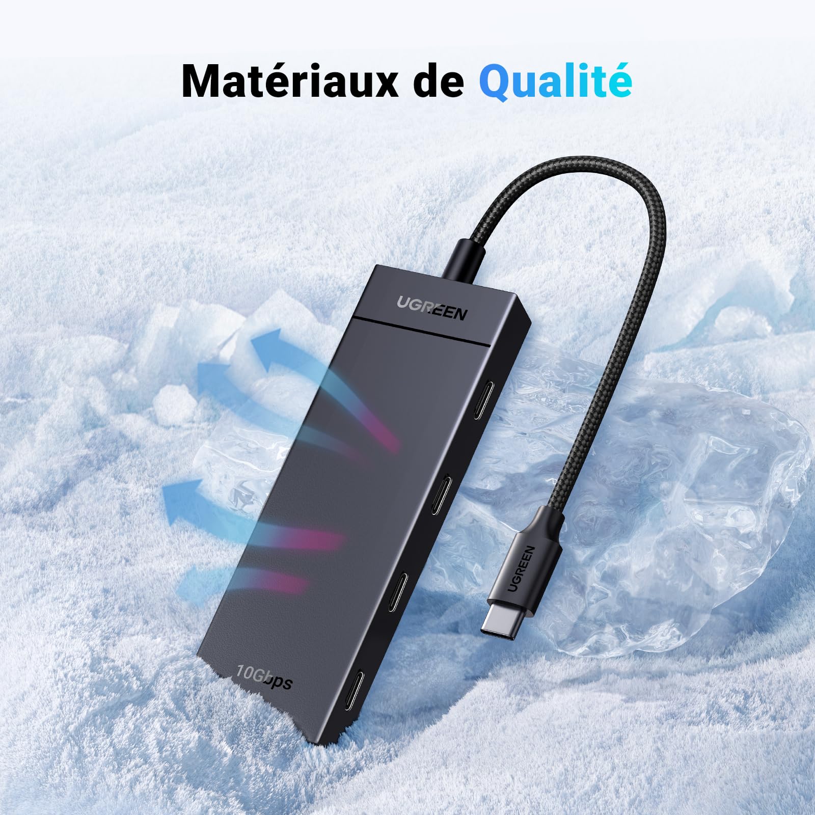 UGREEN 10Gbps Hub USB C 3.2 Gen2 Adaptateur Multiport 30CM Compatible MacBook iPad Pro Air Mac Mini M4 Surface