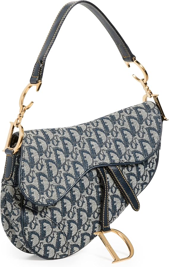 [希少] DIOR Saddle HOBO Bag Dior Women's Pre-Loved Saddle Bag, Trotter, Blue, One Size