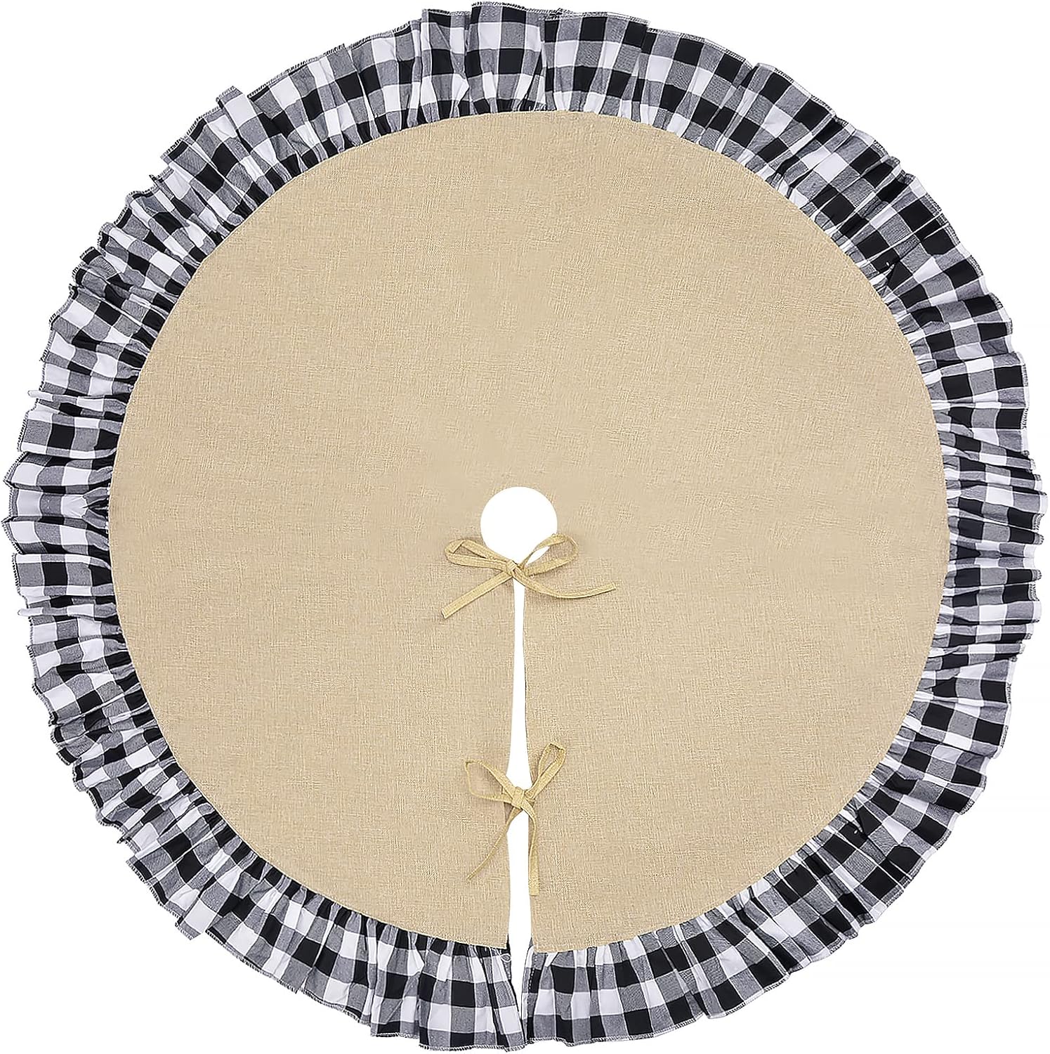 yuboo Burlap Christmas Tree Skirt,48" Rustic Jute Linen Xmas Fall Tree Skirt for Farmhouse Autumn and ChristmasDecorations Ornaments : Home & Kitchen