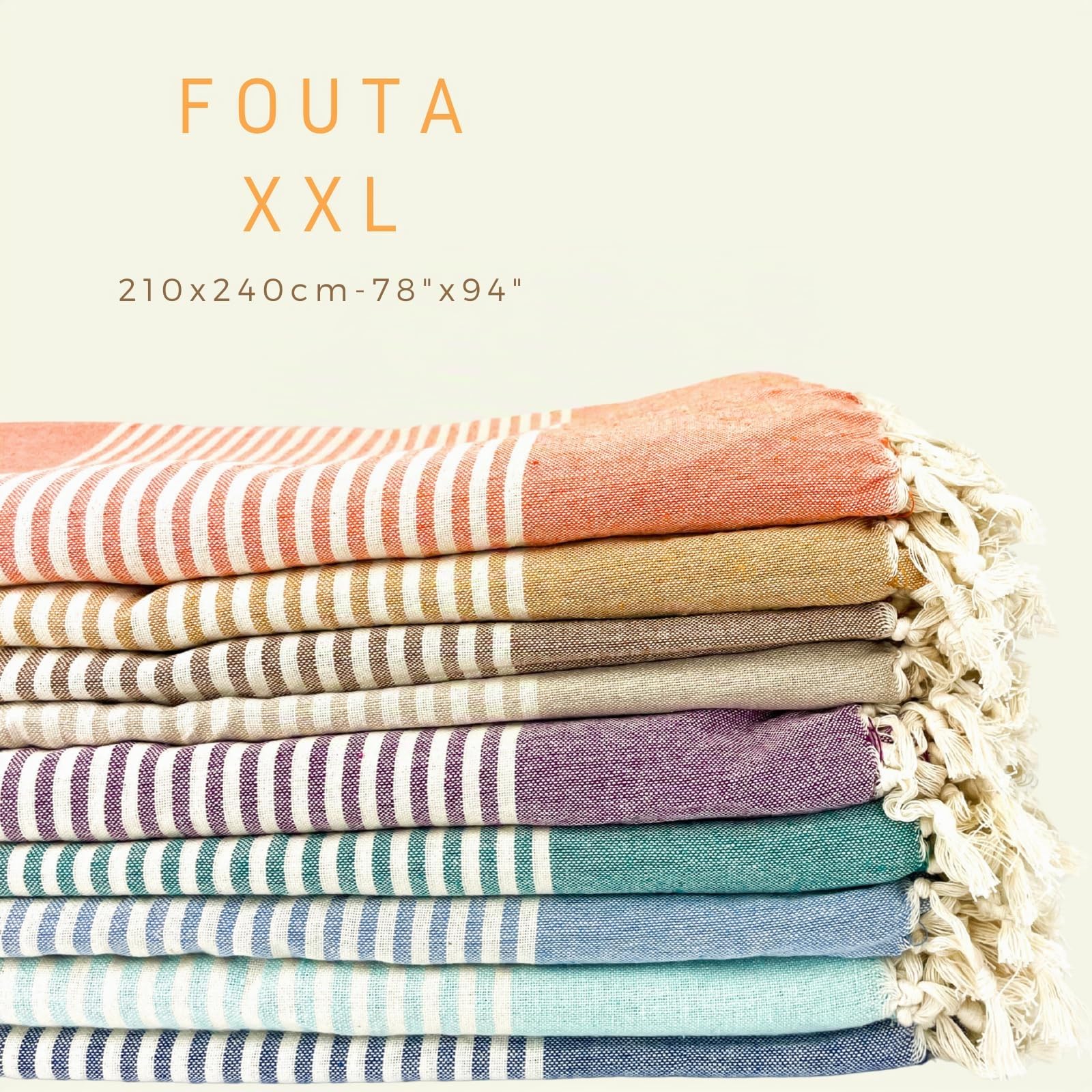 MOMOMUS Fouta de Plage XXL Anti-Sable 100% Coton Grande Serviette 210x240 cm Vert de Mer