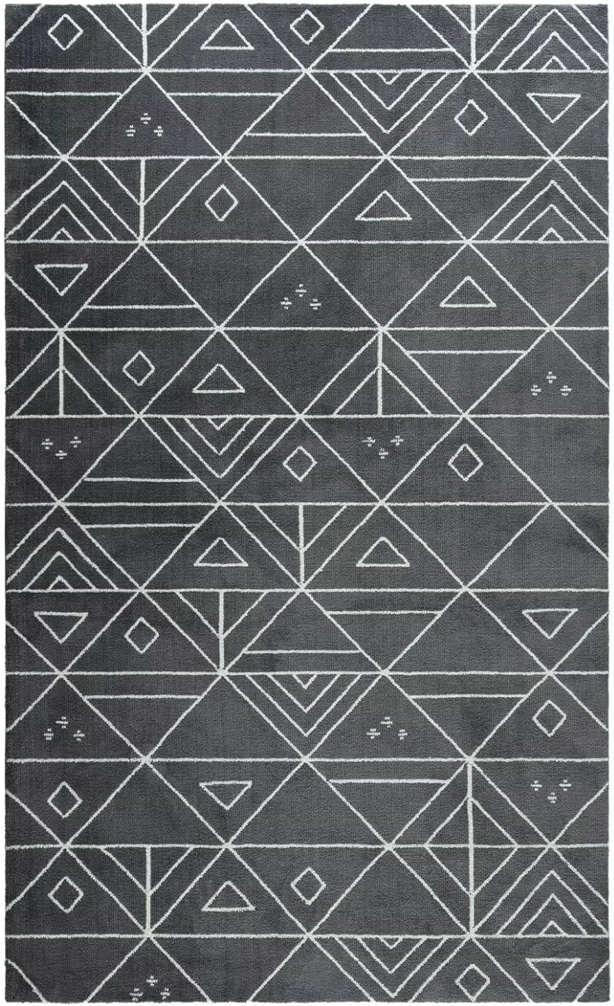 COZYLOOM 4x6 Area Rug Moroccan Indoor Entryway Floor Mat Vintage Boho Floor Cover Modern Geometric Area Rug for Living Room Bedroom Non Slip Non-Shedding Floor Carpet Retro Tribal Rug for Home Office