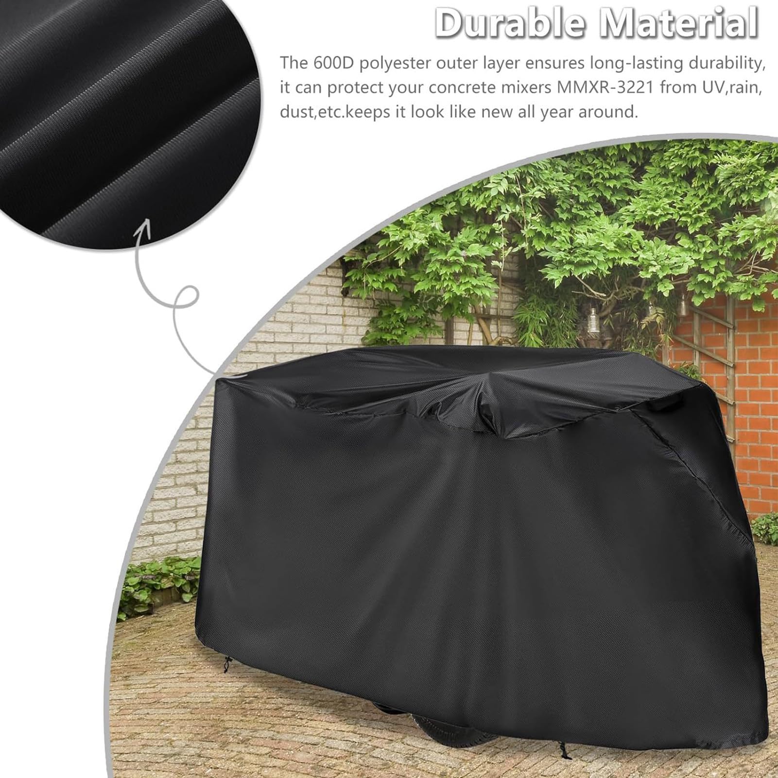 Housse de protection pour bétonnière - Tissu Oxford imperméable à l'eau et à la poussière - Housse de protection pour machine à mélanger portable - Bâche de protection résistante aux intempéries pour