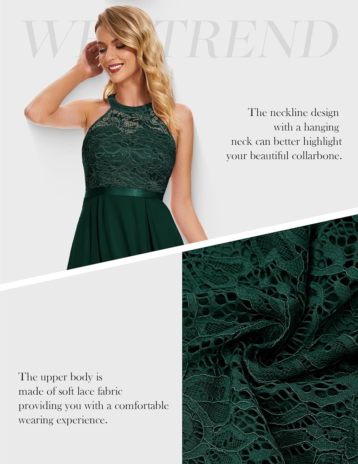 Wedtrend Women's Formal Dresses Halter Bridesmaid Dresses Cocktail Dress High Low Prom Dress - Image 7