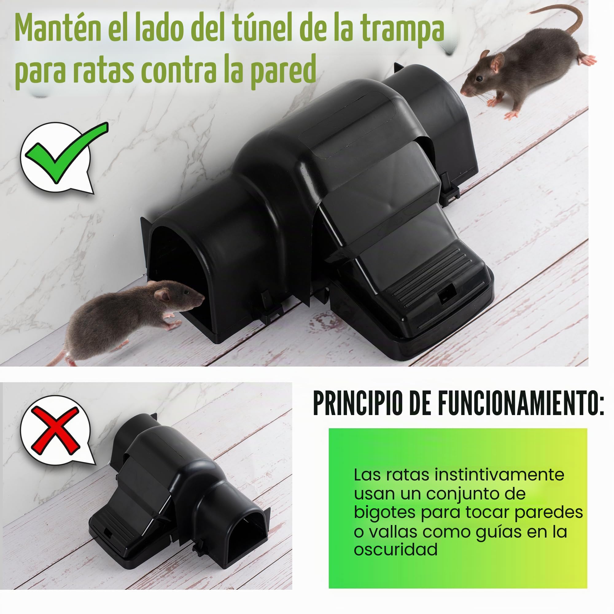 Dreyoo Trampas para Ratas Que Atrapar Instantáneamente, Trampas Humanitarias para Ratas y Ratones para Uso en Interiores y Exteriores, Atrapa Ratas Reutilizable, Apto Niños y Mascota (Paquete de 2)