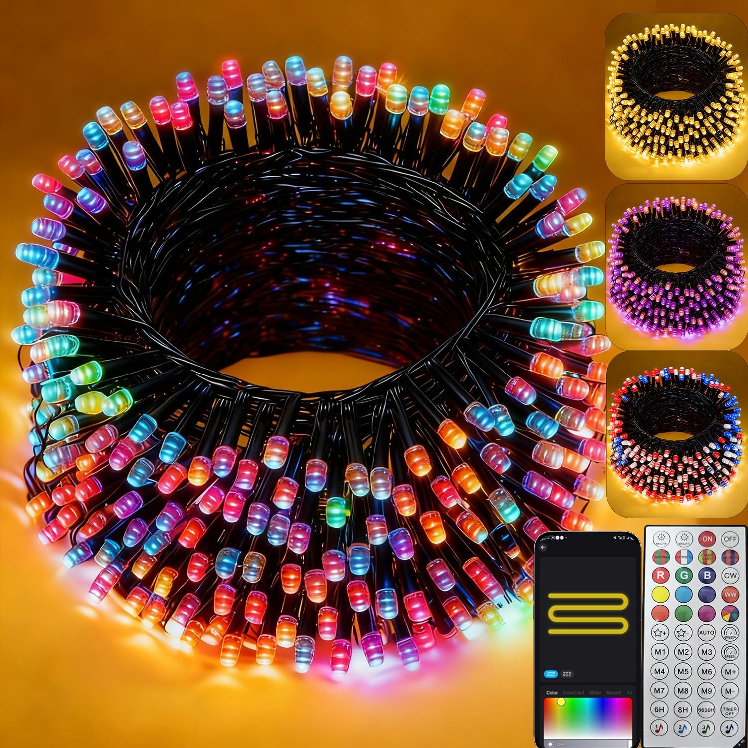 Good Coloration Altering Christmas Lights, 66FT 200LEDs RGB-IC String Lights, 80+ Modes, Timer, Distant & App Management, Christmas Decorations for Xmas TreeIndoor Outside Vacation