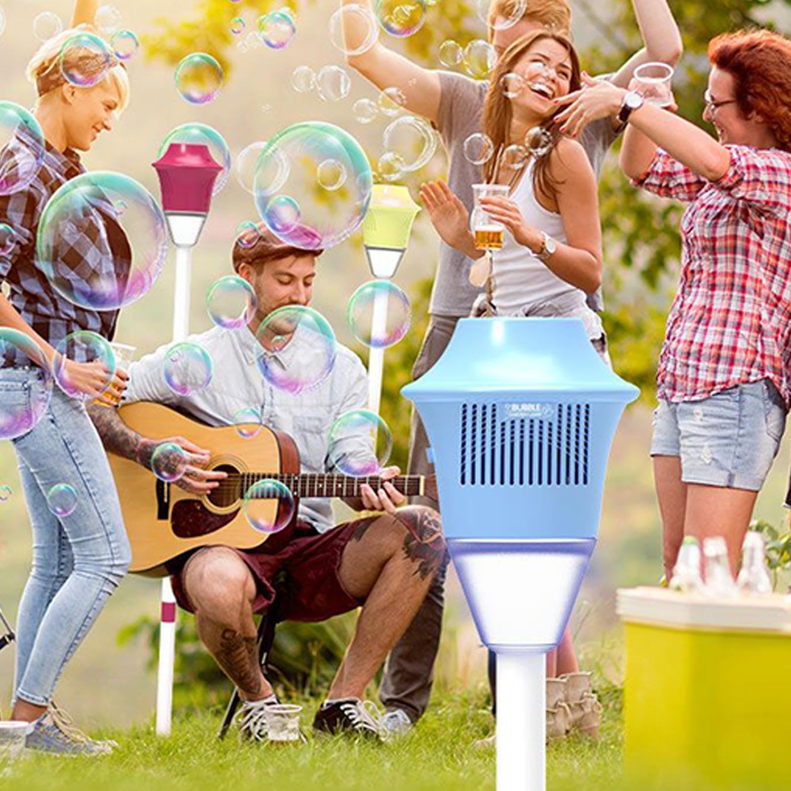 Standing Bubble Machine for Outdoor, Light Up Lantern Garden Bubble Machine, Garden Bubbles Lamp with Colorful Lighting, Bubbles Blower Maker for Christmas Birthday Wedding Party — view 7