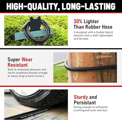 Miniatura 4 de Manguera de jardín corta de 10 pies x 58 pulgadas, no expandible, resistente, flexible, de alta calidad, sin torceduras, a prueba de fugas, manguera