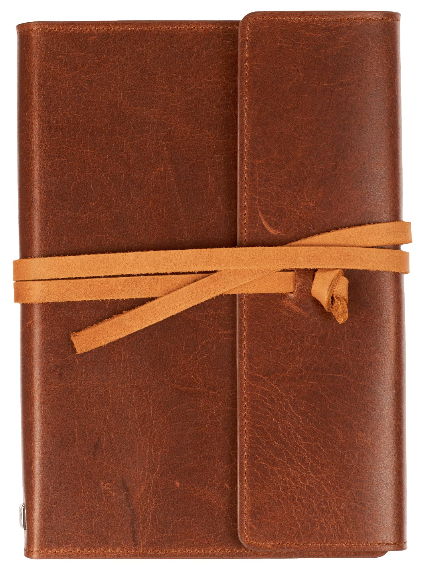 Leatherpress Leather Travelers Journal/Writing Notebook, 100gsm Thick Paper, 400 Lined Pages, Wrap Closure, Full-grain Leather Artisan Collection (8.5