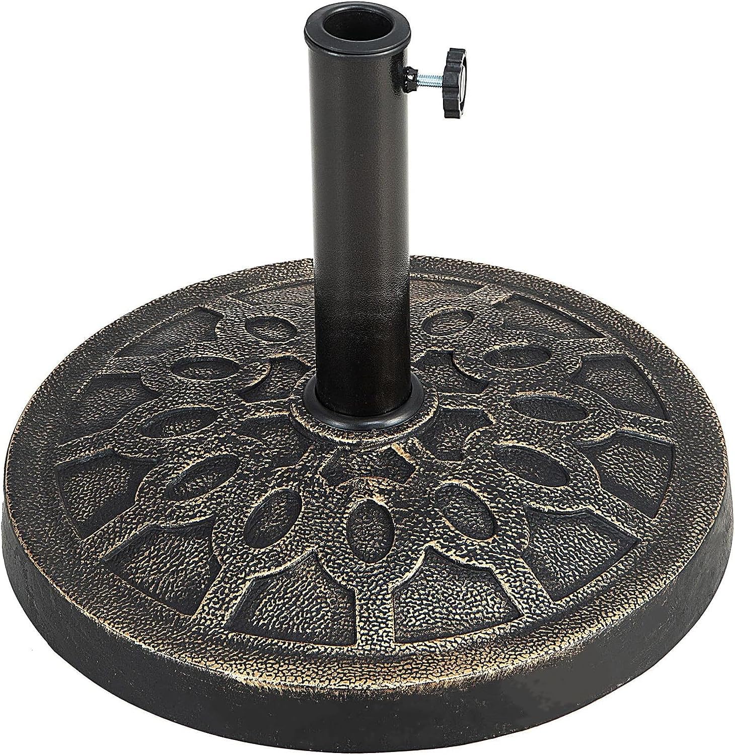 ORALNER 17.5” Round Umbrella Base, 30Lbs Heavy Duty Resin Outdoor Umbrella Holder w/Adjustable Knob and Anchor Holes for Patio Market Umbrella, Classic Umbrella Stand for Deck/Pool/Garden