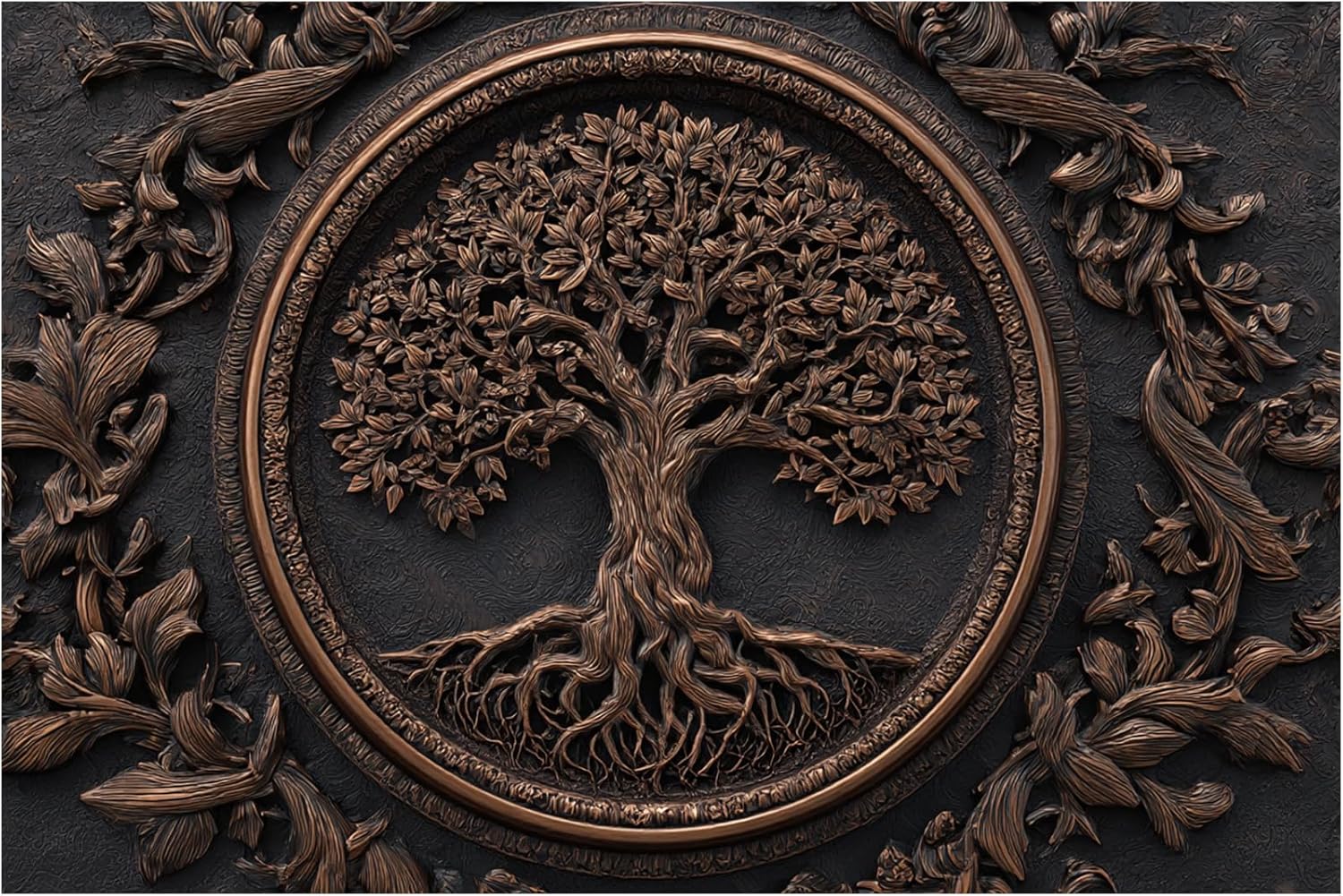 Tempered Glass Backsplash, Dark Bronze Tree of Life Kitchen Backsplash Panel, Rustic Ornate Stove Splashback, Embossed Style Decorative Glass Wall Panel, Heat Resistant