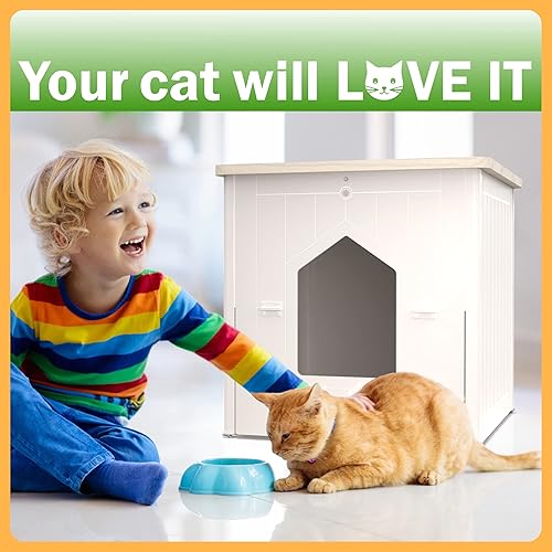 Miniatura 7 de Palram CATSHIRE - Caja de arena para gatos, caja de arena oculta para gatos de interior, armario cerrado para gatos, casa de mascotas, mesa