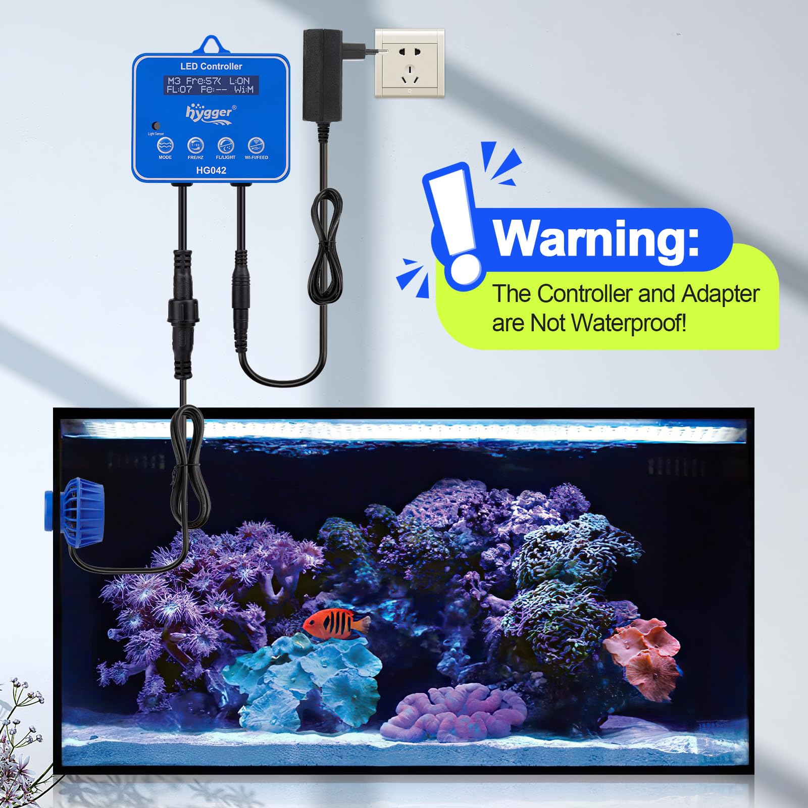 hygger 10W Potente generatore di onde per acquari, Powerhead DC magnetico, pompa di circolazione regolabile con controller esterno, per 30-90 galloni in acqua dolce e salata, 2100 GPH