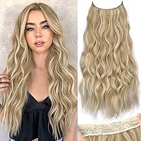 Vista 71 de KooKaStyle - Extensiones de cabello con hilo invisible, diadema transparente, ajustables, 4 clips fijadores, cabello largo y ondulado de 12