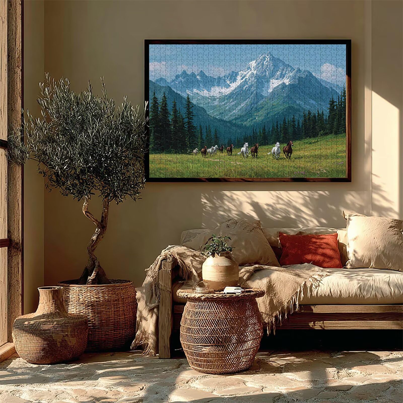 Puzzle Arte con Scatola Montagna Innevata, Cavallo Puzzle Legno 5000 Pezzi Adulti 156x105cm, Attività di Intrattenimento ad Alta Difficoltà, DIY Classici Gioco, Jigsaw Per Tutta La Famiglia, 3-8455