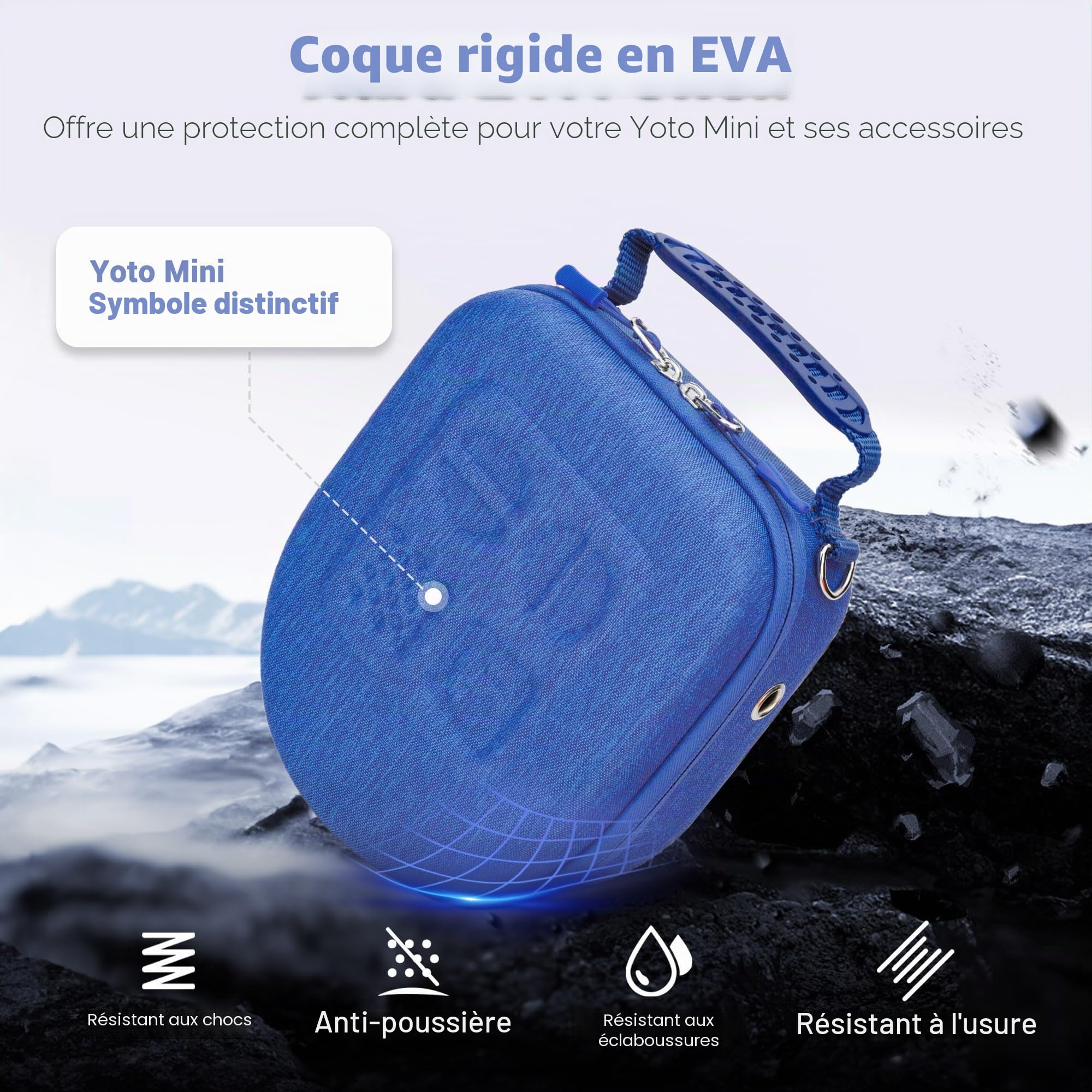 PROfezzion Étui de Voyage Sacoche Sac Enfants Case pour Yoto Mini et Casque - Sac de Rangement Coque Dure en EVA Premium avec Poche Dédiée Air Tag, Poignée, Bandoulière et Porte-Cartes (Orange/Grande)