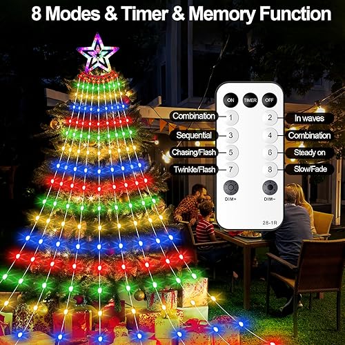 Miniatura 4 de Luces de estrella de Navidad para exteriores, 11.48 pies, 350 luces LED de árbol de cascada con 8 modos de temporizador, control remoto, enchufe,