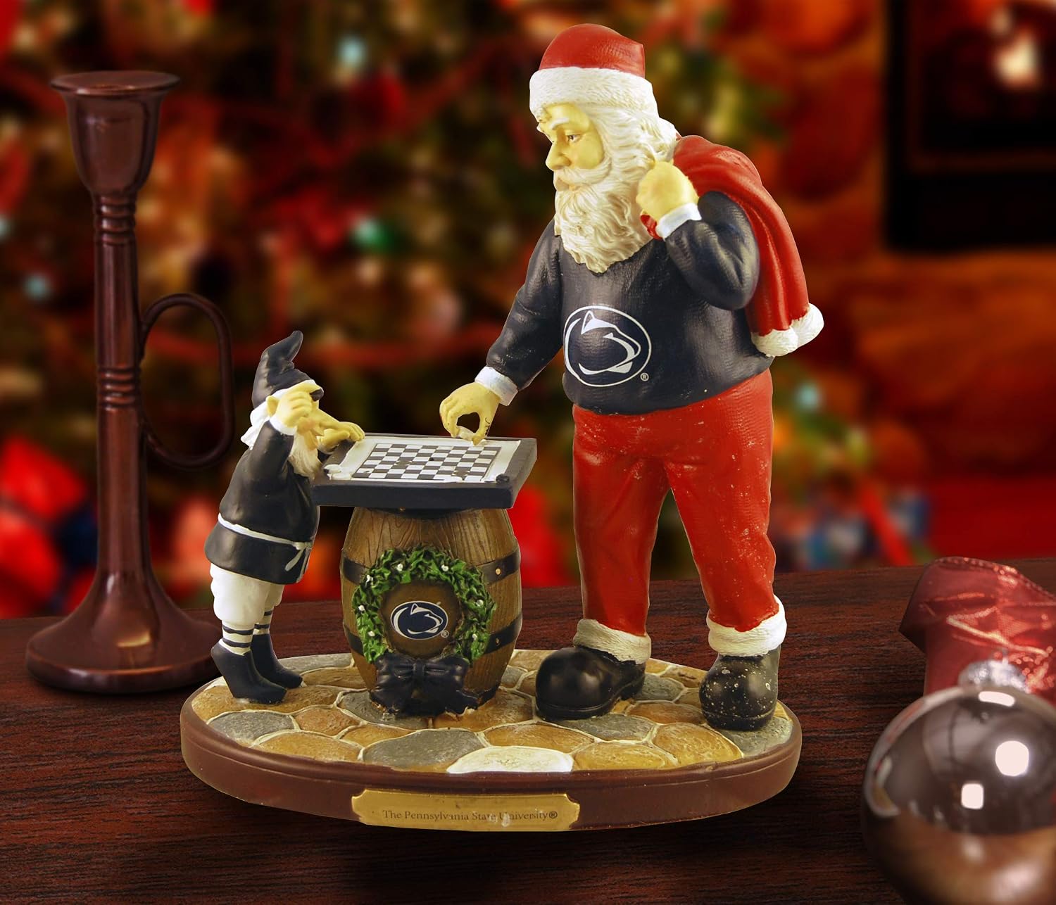 The Memory Company NCAA Team Logo Checkerboard Santa Figurine