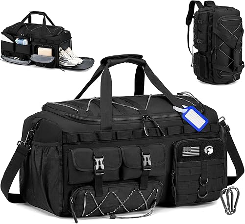 Bolsas de gimnasio para hombres con compartimento para zapatos, bolsa de viaje 3 en 1, mochila de viaje, bolsa de viaje para fin de semana, bolsa de