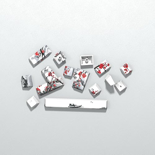 Miniatura 5 de MOLGRIA Plum Blossoms - Juego de 80 teclas de perfil de cereza PBT estilo japonés para 6075 % Cherry MX Switch Teclado mecánico para juegos con