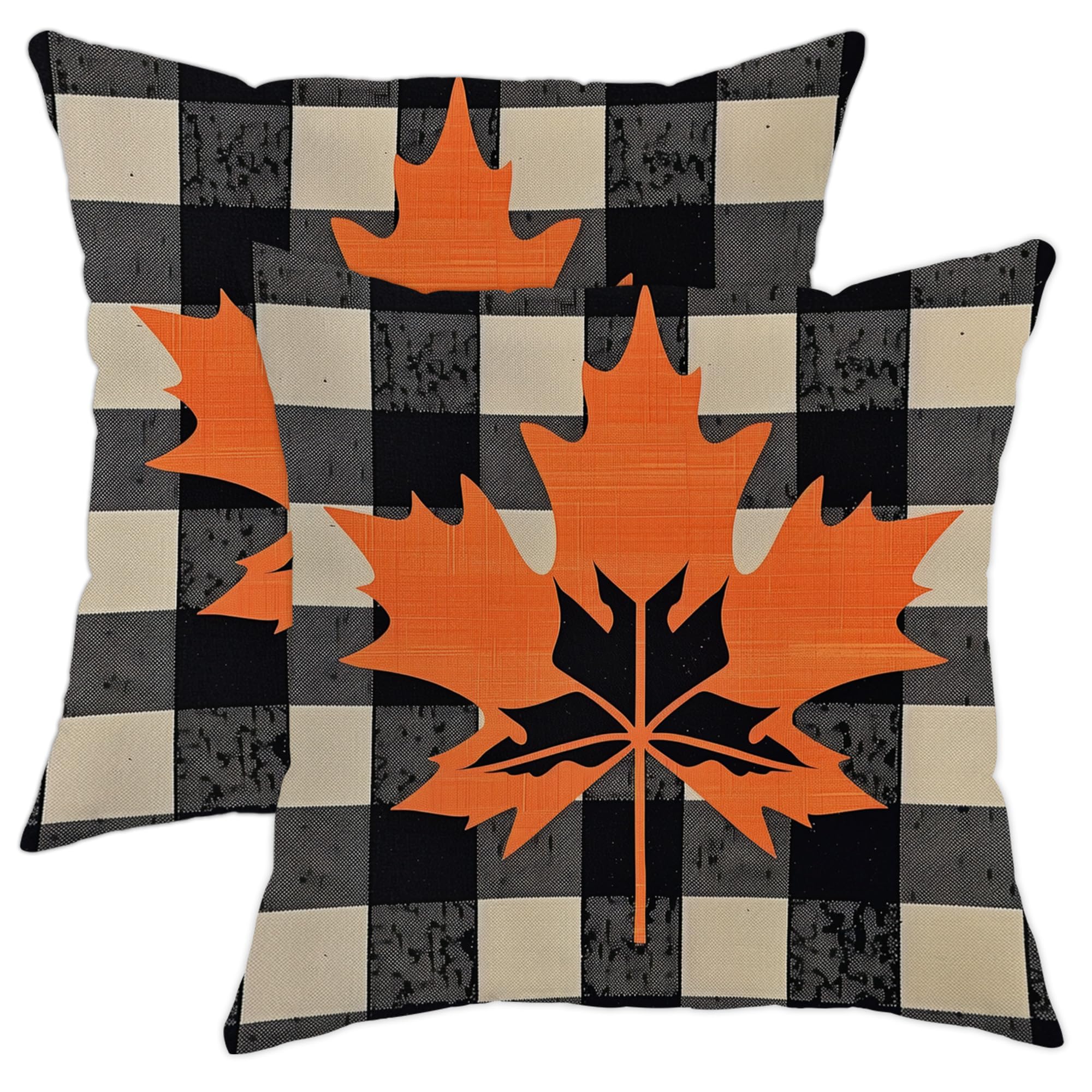 Herbst-Kissenbezüge 2er-Set - Bestickt Mit Rotem Baum & Vogel Im Bauernhaus-Stil