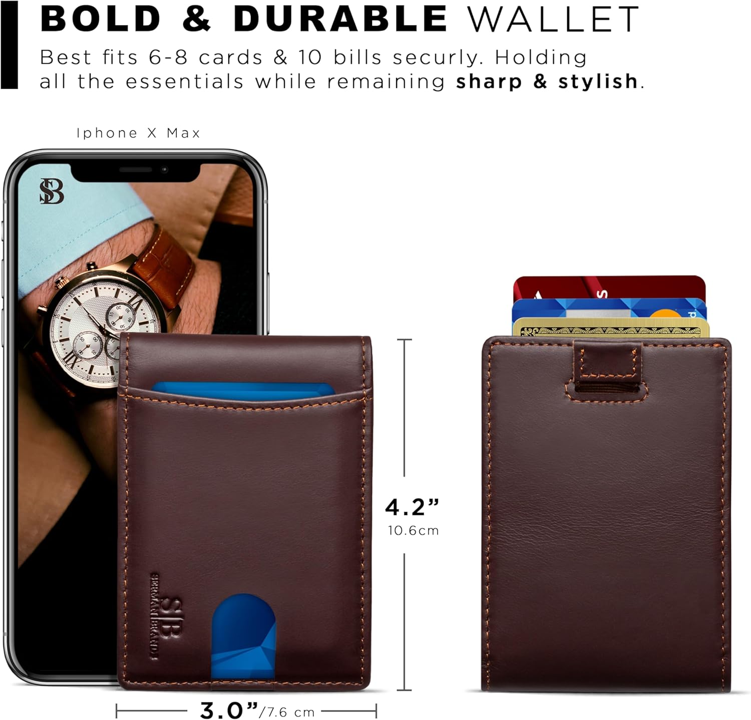 SERMAN BRANDS RFID Blocking Slim Bifold Genuine Leather Thin Minimalist Front Pocket Wallets for Men Billfold Wallet Men Gift - Image 5