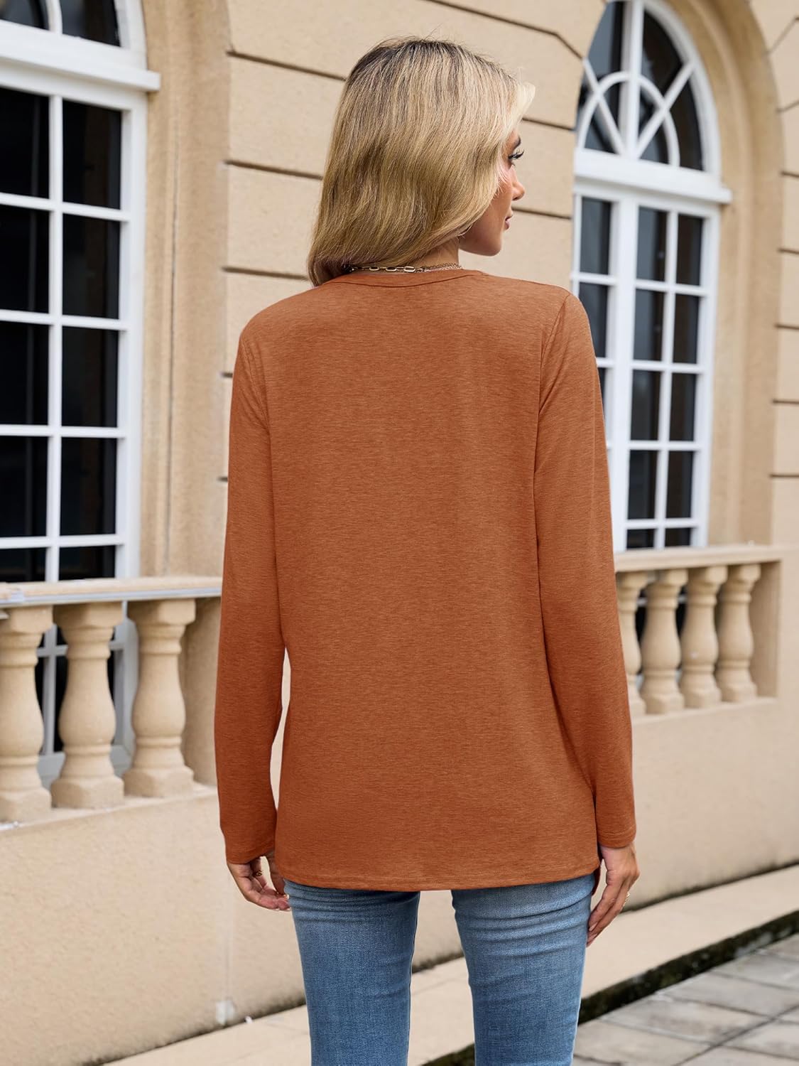 Binshre Western Country Concert Outfits Women Long Sleeve Keyhole Sexy V Neck T Shirts Vintage Rodeo Cowgirl Graphic Tees - Image 3