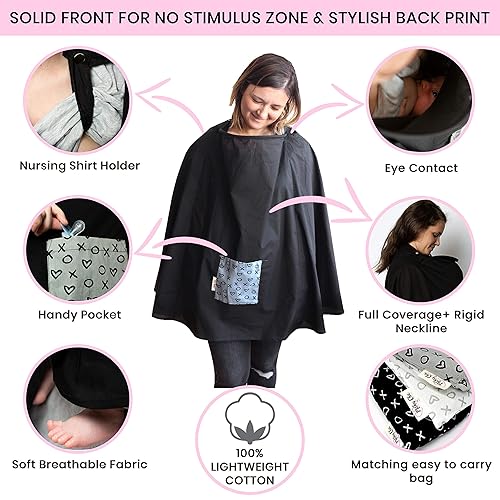 Miniatura 5 de La nueva cobertura completa de 360 poncho de lactancia, cubierta de lactancia para lactancia materna, cubierta de lactancia con alambre, 100% Negro