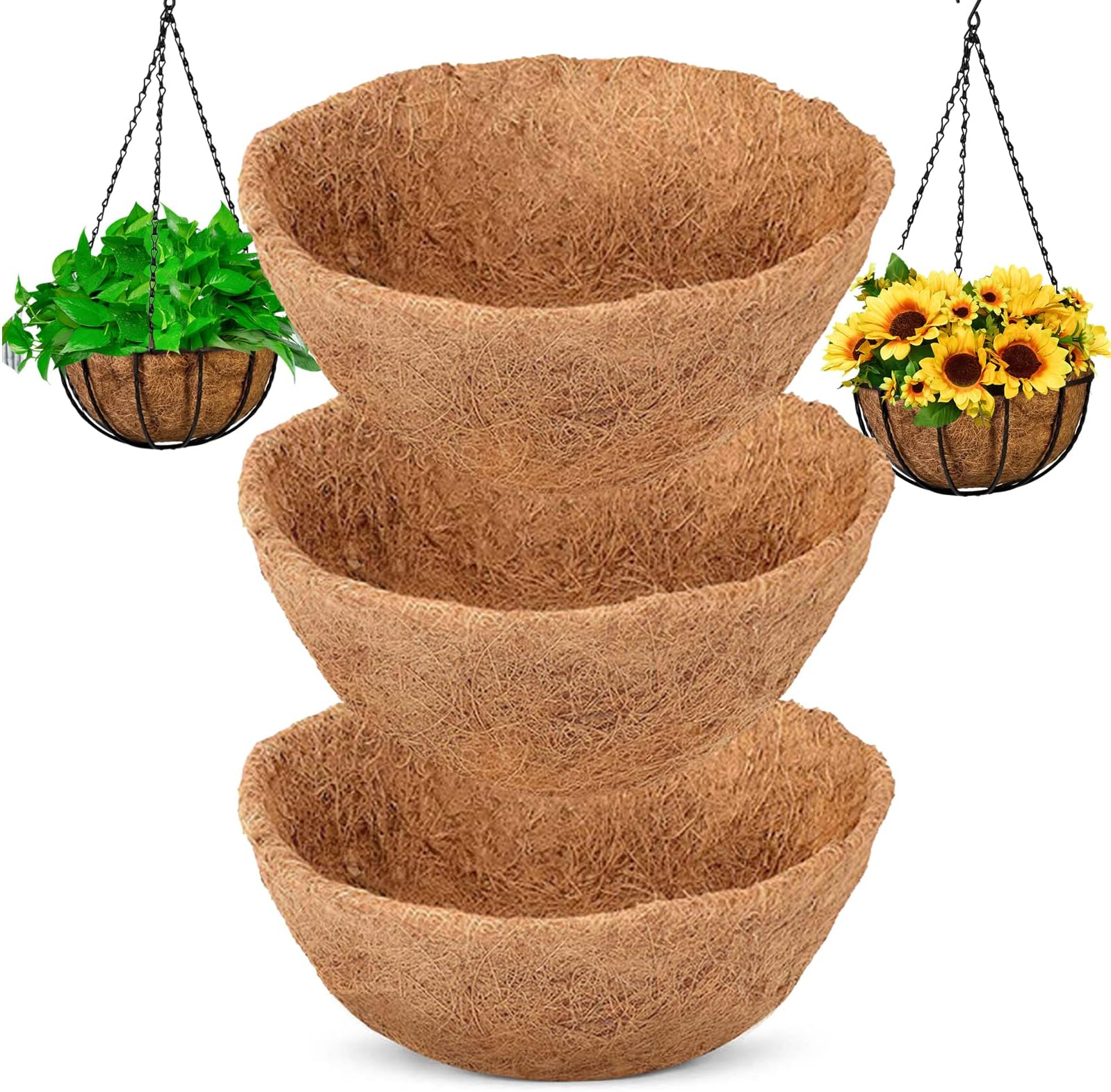 Rimonasure 10 Inch PreFormed Replacement Round Coco Fiber Liner for Hanging Baskets