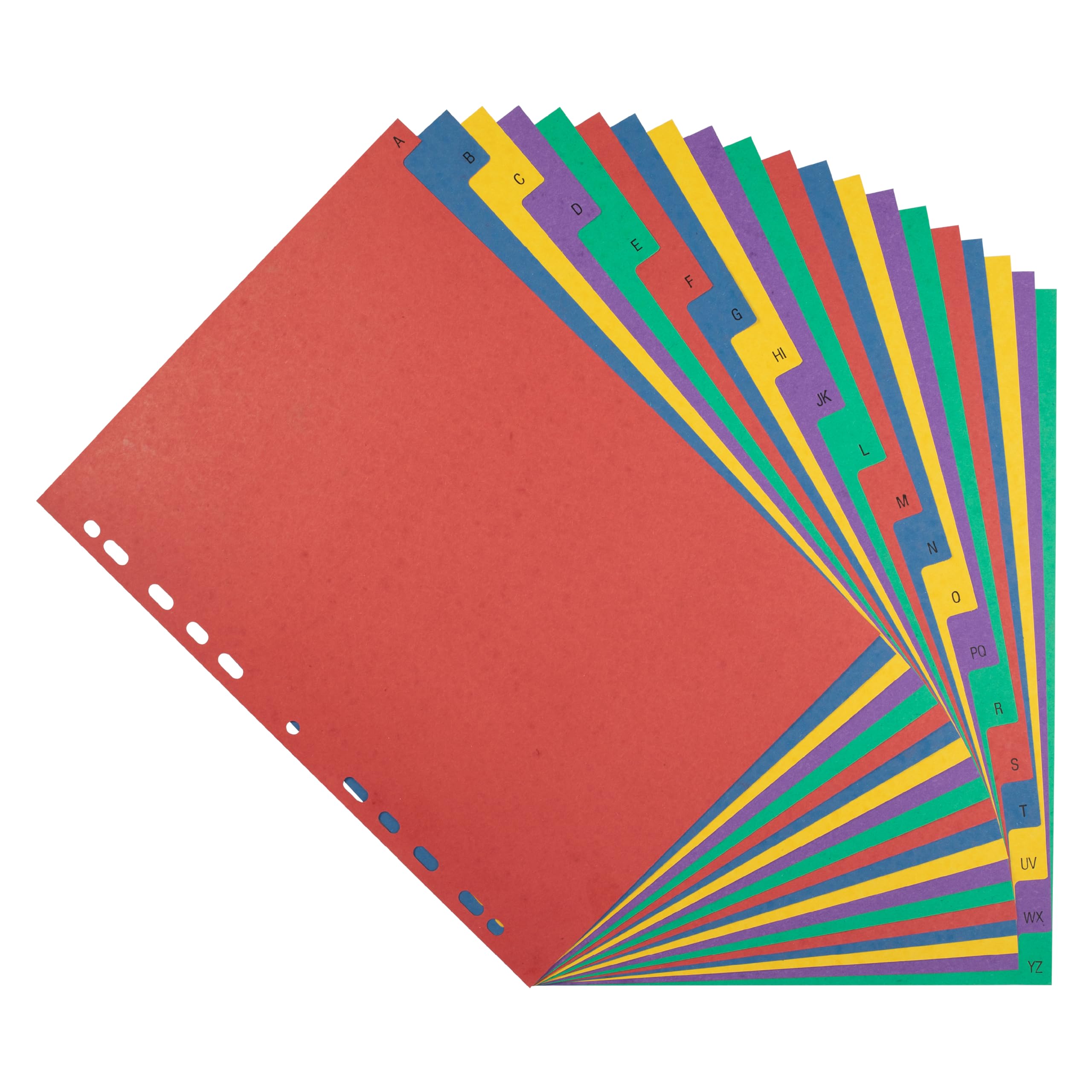 Elba A4 A-Z Pressboard Dividers, 20-Part Assorted Colours, Durable Alphabetical Index Tabs